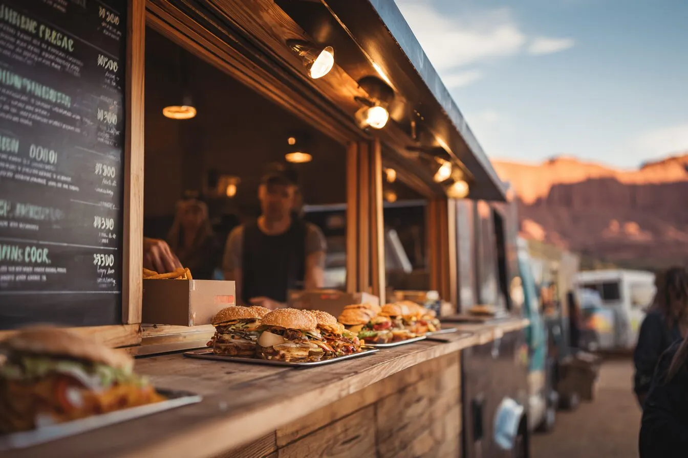 Food truck serving riders at the arena